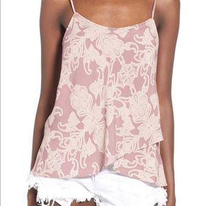 Nordstrom Leith nwot wrap front print camisole cami top pink purple swirl - s